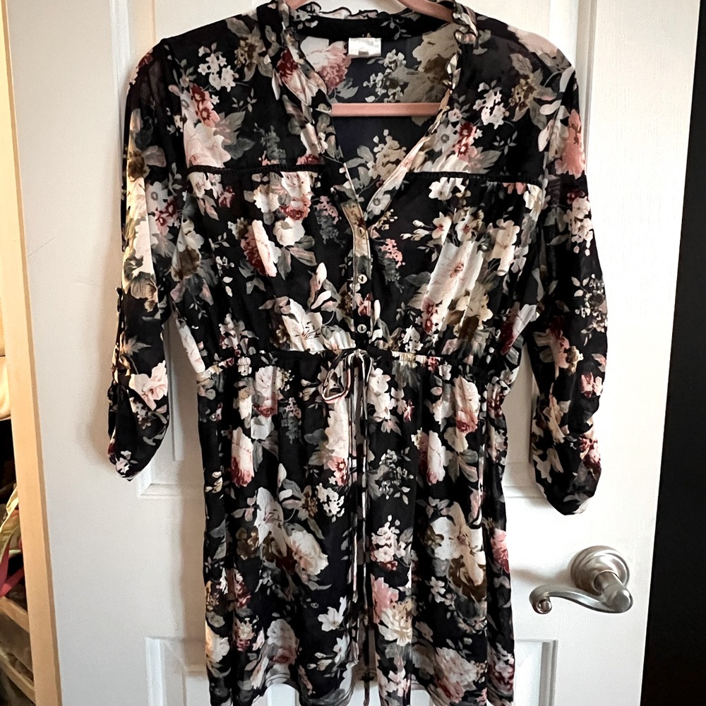 Floral navy maternity blouse